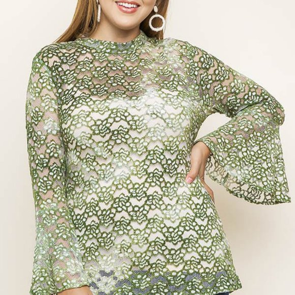 NWT UMGEE EMBROID PLUS SIZE TOP W/BELL SLEEVES - Picture 1 of 9